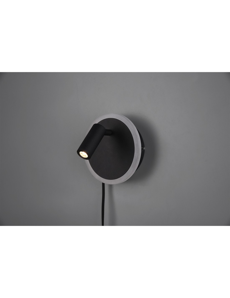 Applique Led Faretto Spot Orientabile Jordan Nero Trio Lighting
