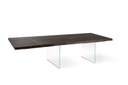 Tavolo allungabile in rovere termocotto e gambe in vetro 200/300x100 cm