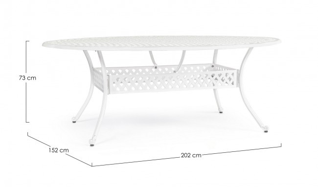Tavolo arredo giardino alluminio ovale bianco Ivrea cm 148x201 iperbriko
