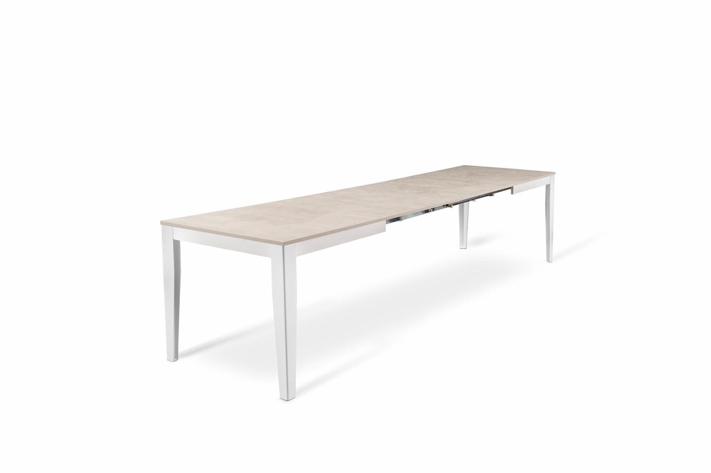 Tavolo allungabile cemento bianco 80 cm x 130-290 cm H. 76 cm