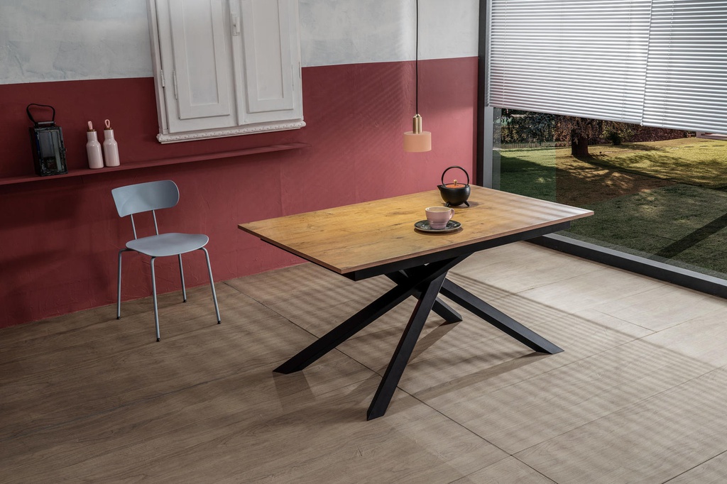 Tavolo allungabile cemento grigio - nero 90 cm x 140- 190 cm H. 76 cm