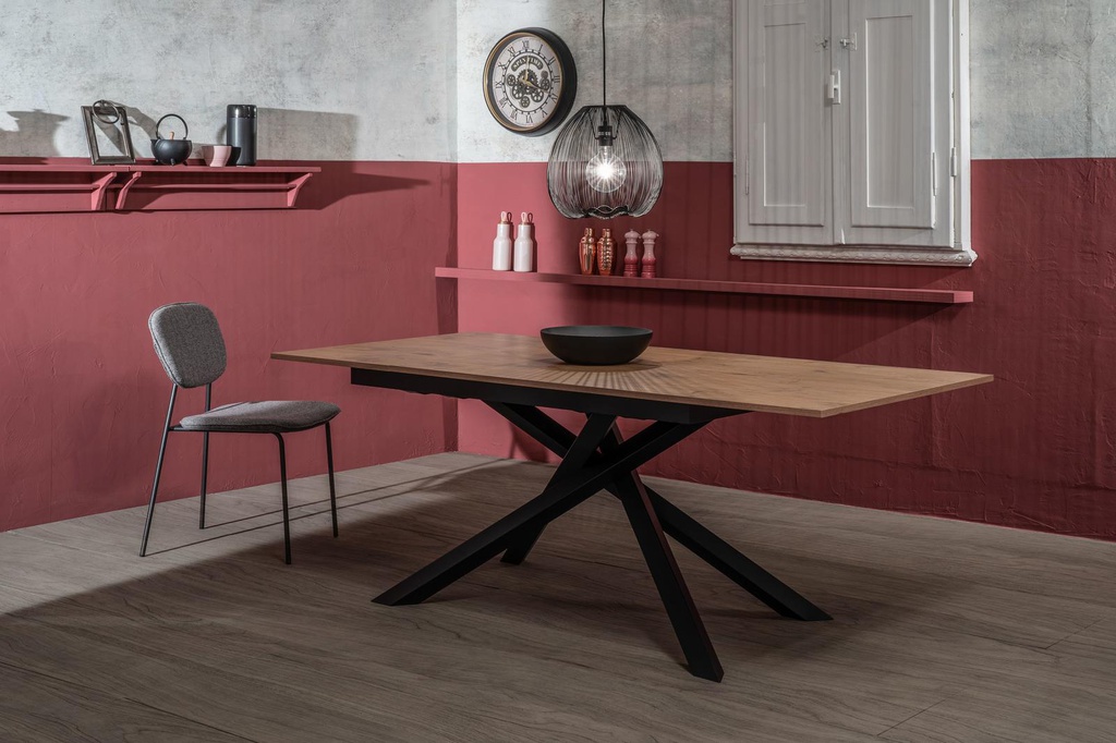 Tavolo allungabile cemento grigio - nero 90 cm x 140- 190 cm H. 76 cm