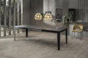 Tavolo allungabile cemento grigio- metallo nero 80 cm x 130- 290 cm H. 76 cm