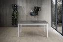 Tavolo allungabile cemento grigio-metallo bianco 90 cm x 156- 316 cm H. 76 cm