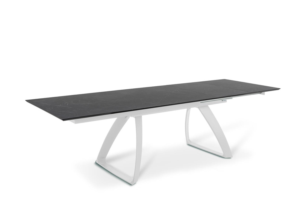 Tavolo allungabile con gambe in alluminio e top nero 170/270x90x76h cm