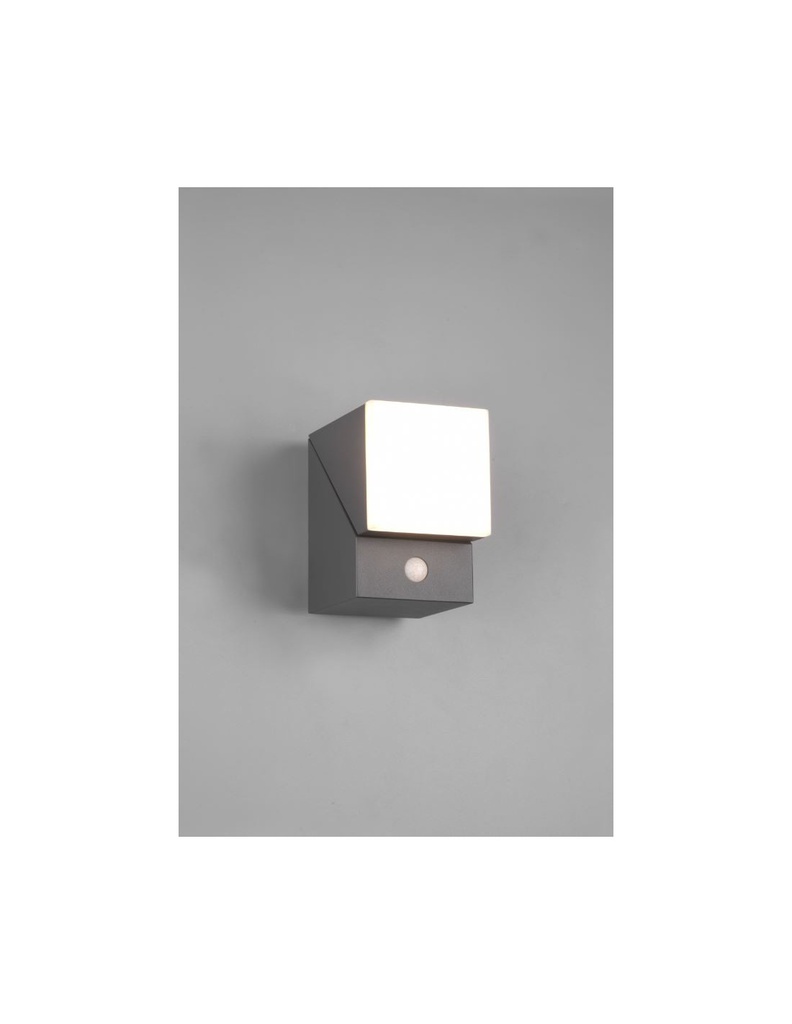 Applique Led Orientabile Avon Alluminio Antracite IP54 Sensore Movimento Trio Lighting