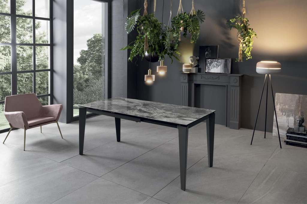 Tavolo allungabile con top in ceramica 120/170x80 cm