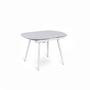 Tavolo allungabile con top in vetro temperato bianco 120/180x90h cm 