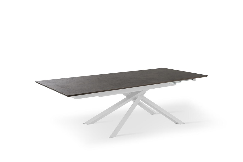 Tavolo allungabile con top ruggine e gambe bianche 170/270x90x76h cm