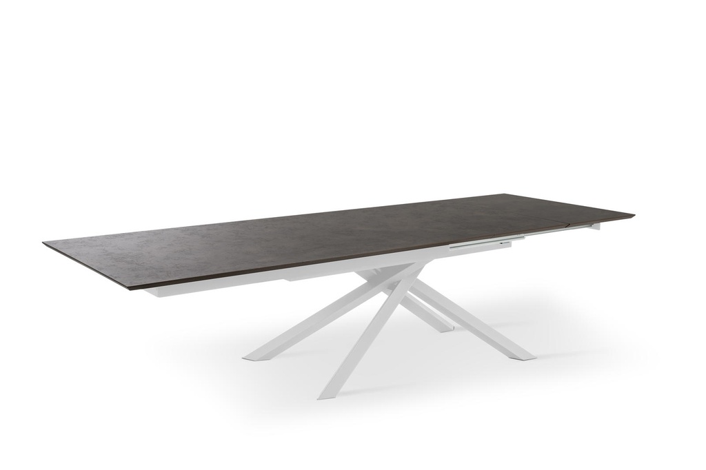 Tavolo allungabile con top ruggine e gambe bianche 170/270x90x76h cm