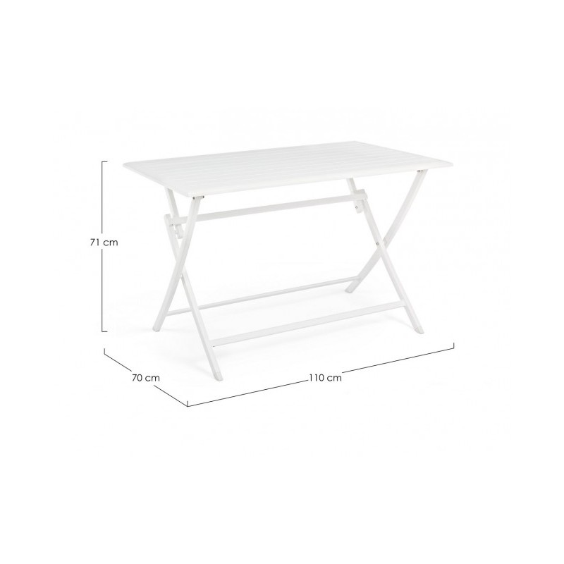 Tavolo per esterno in alluminio Bianco ELIN 110x70x h71 cm iperbriko