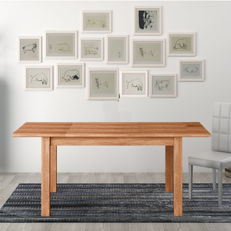Tavolo pranzo allungabile noce country in legno nobilitato cm 80x120-160