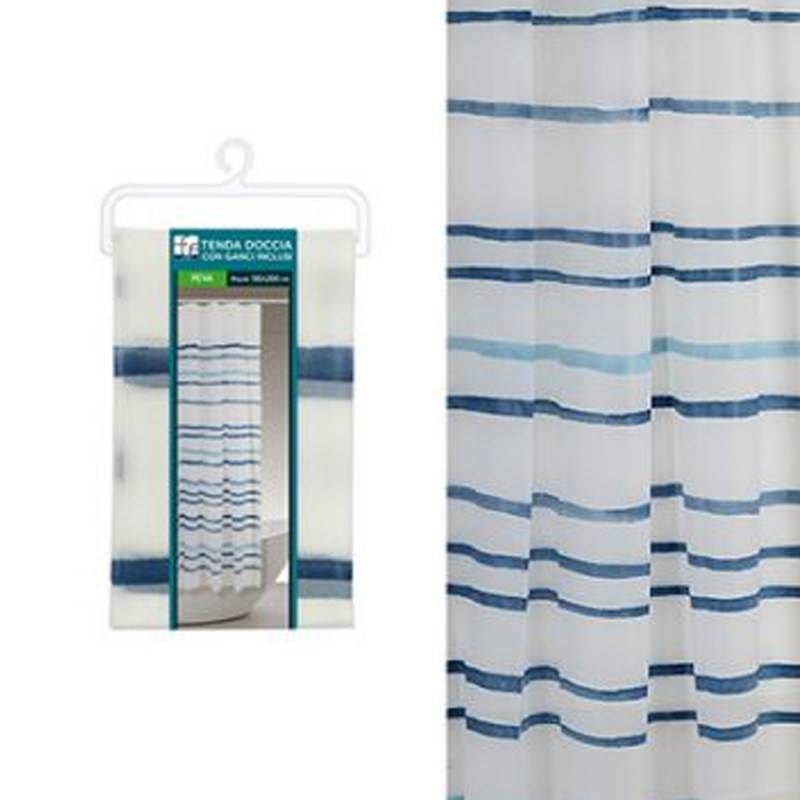 Tenda doccia strice acquarello blu, 180 x 200