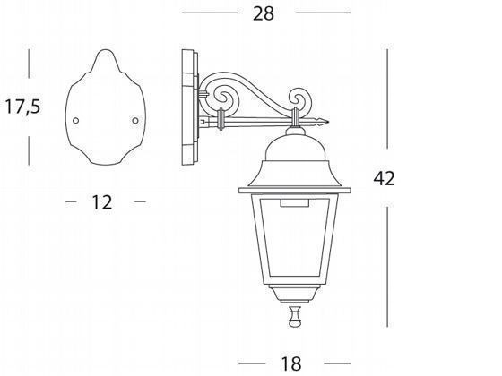 Applique Media In Basso E27  linea old  nero