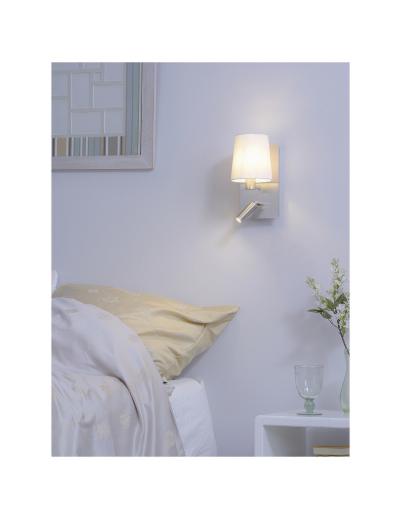 Applique Moderna Paralume Bianco e Spot Led Marriot Nichel Trio Lighting