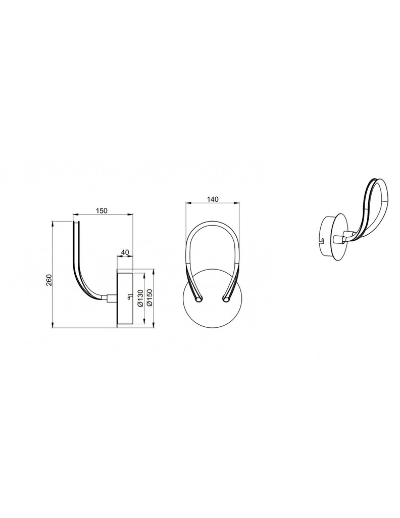 Applique Parete Design Moderno Cromo Led Dimmer 4000k Bologna Trio Lighting