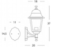 Applique Piccola In Alto E27  linea old  nero
