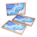 Vassoio legno 1-3 azzurro rettangolare cm45x30h4