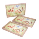 Vassoio legno 1-3 farfalle verde rettangolare cm45x30h4