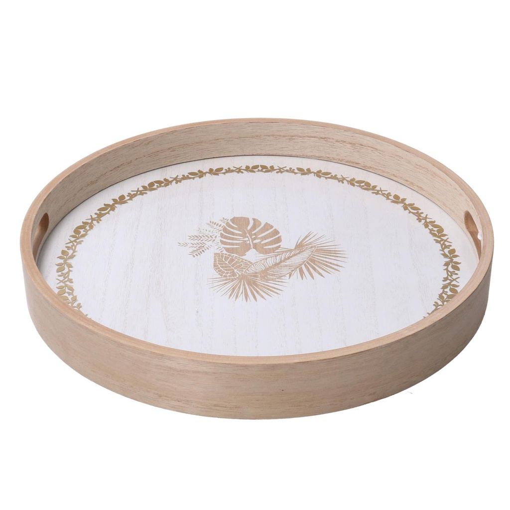 Vassoio legno bianco tondo cmø35h4
