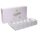 Vassoio metallo fiocco neve bianco rettangolare cm41x20h6,5