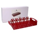 Vassoio metallo fiocco neve rosso rettangolare cm41x20h6,5