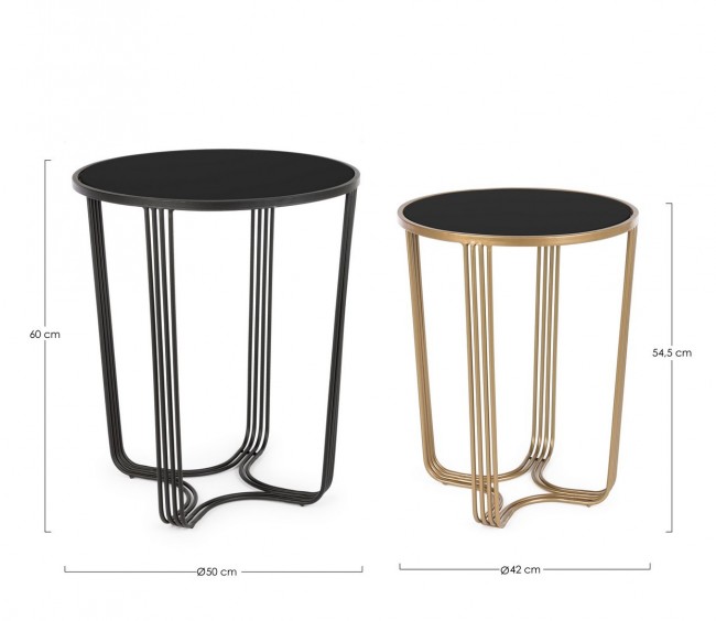 Set 2 Tavolino oro-nero in metallo stile design