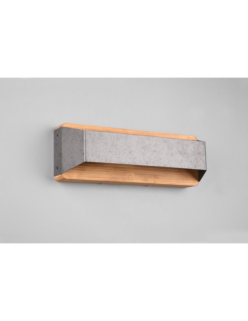 Applique Rettangolare Doppia Emissione Led Arino Legno Nichel Trio Lighting