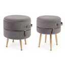 Set 2 Sgabello contenitore effetto velluto Pavlina Grigio Scuro