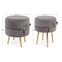 Set 2 Sgabello contenitore effetto velluto Pavlina Grigio Scuro