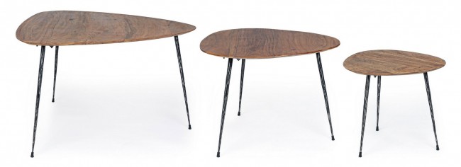 Set 3 tavolino boscage in legno stile industriale
