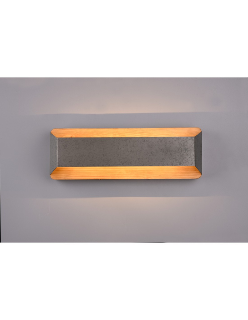 Applique Rettangolare Doppia Emissione Led Arino Legno Nichel Trio Lighting