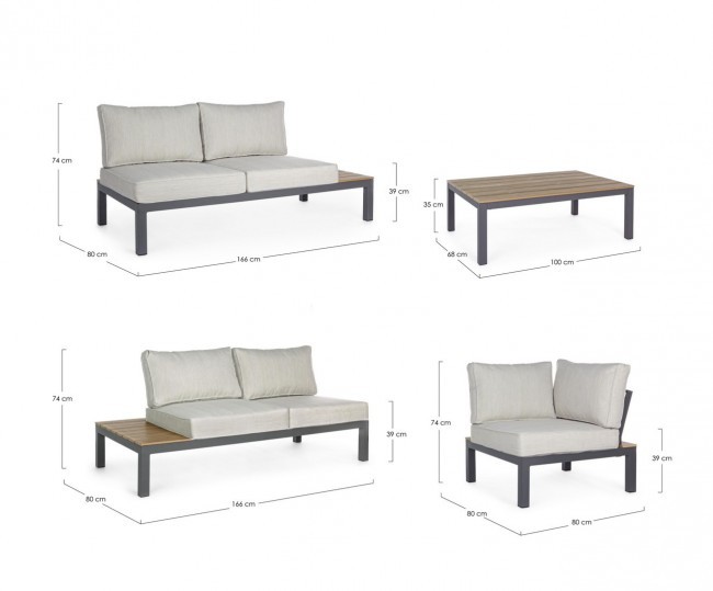 Set salotto giardino Elias antracite