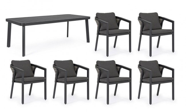 Set tavolo + 6 sedie Cordova antracite