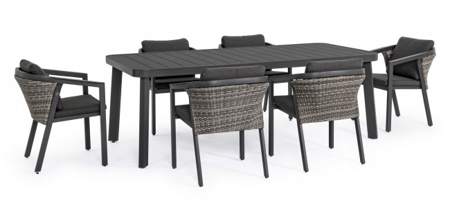 Set tavolo + 6 sedie Cordova antracite
