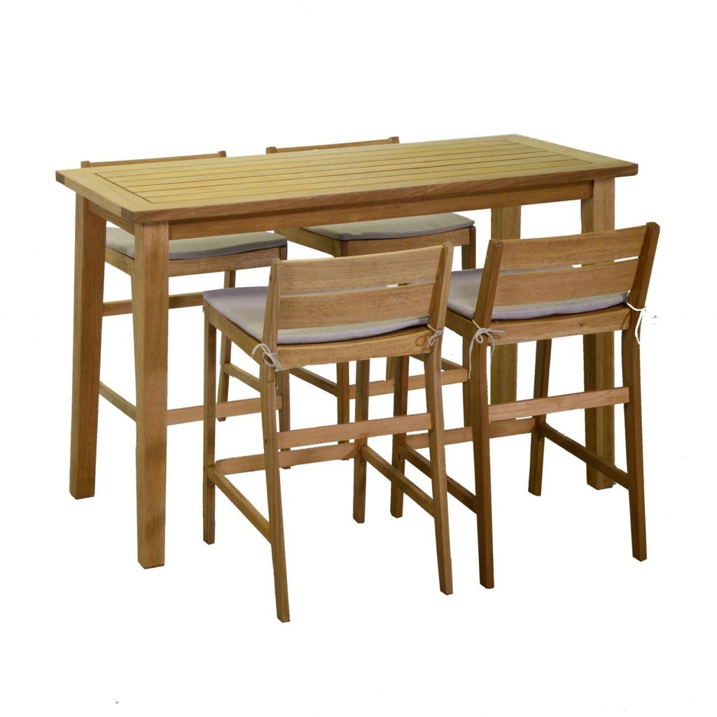Sgabello legno con cuscini giardino cm 44 x 53 x h 64-85