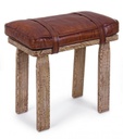 Sgabello rettangolare legno pelle Charleston cm 54 x 30 x 53