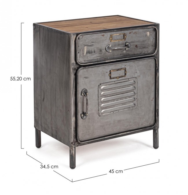 Store little cabinet 1 anta - 1 cassetto in metallo stile industriale 45x34.5x55.20