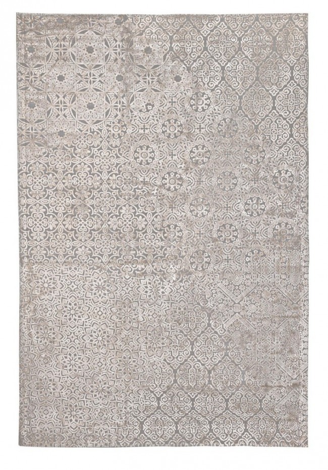 Tappeto grigio in fibre naturali stile fusion 200x300
