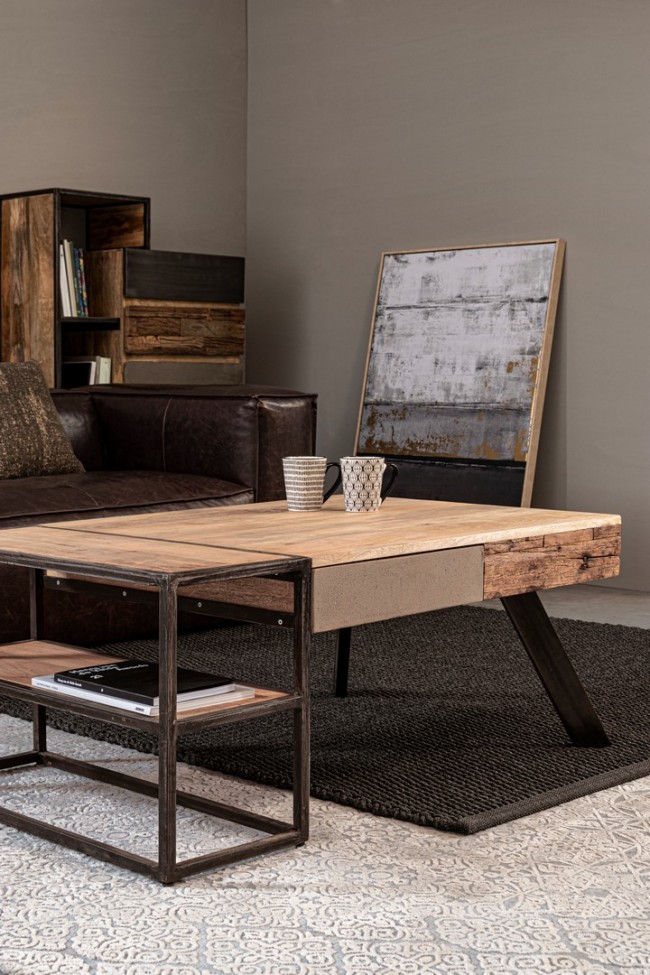 Tappeto grigio in fibre naturali stile fusion 200x300
