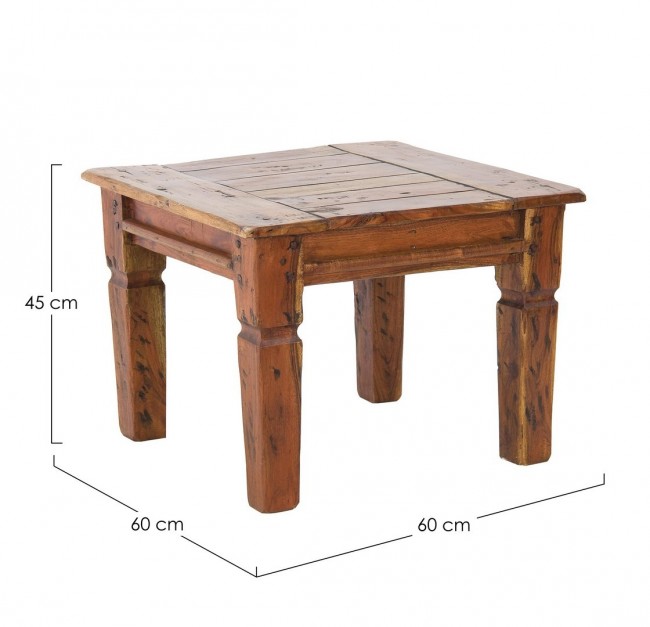 Tavolino in legno stile rustico cm 60x60