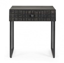 Tavolino nero 1 cassetto in legno stile industriale 50x35x55