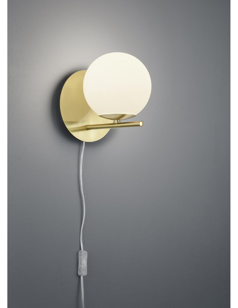 Applique Sfera Vetro Bianco Ottone 1xE14 Pure Trio Lighting