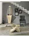 Tavolino trasparente-beige 70 cm x 120 cm H. 40 cm