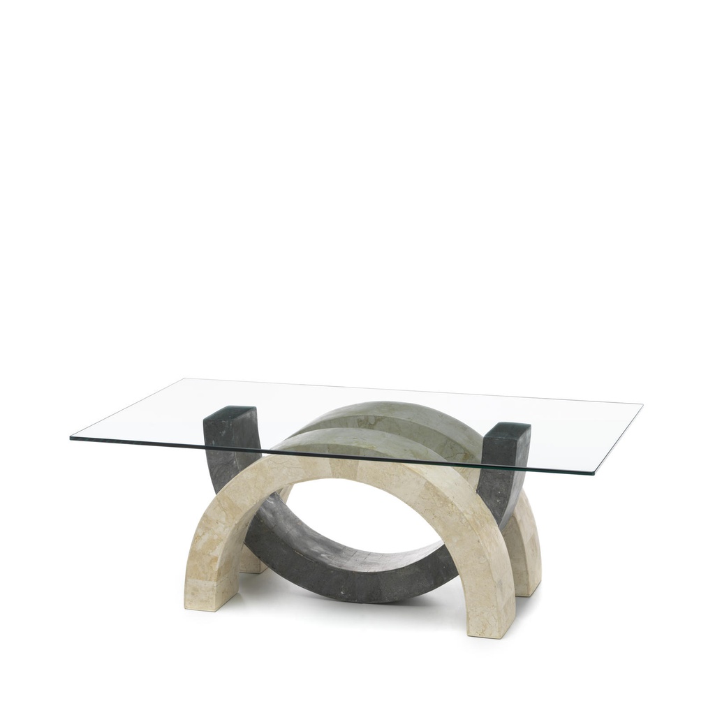 Tavolino trasparente-beige-grigio 70 cm x 120 cm H. 41 cm