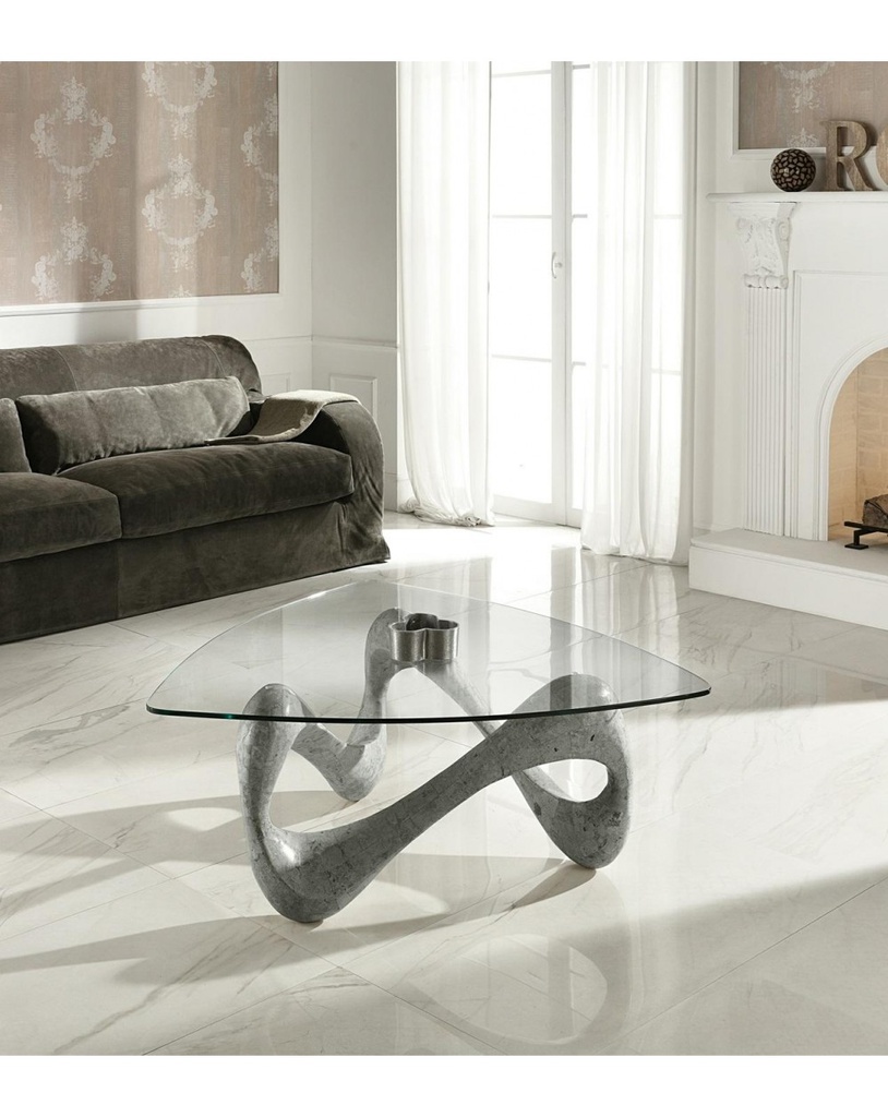 Tavolino trasparente-grigio 100 cm x 100 cm H. 42.5 cm