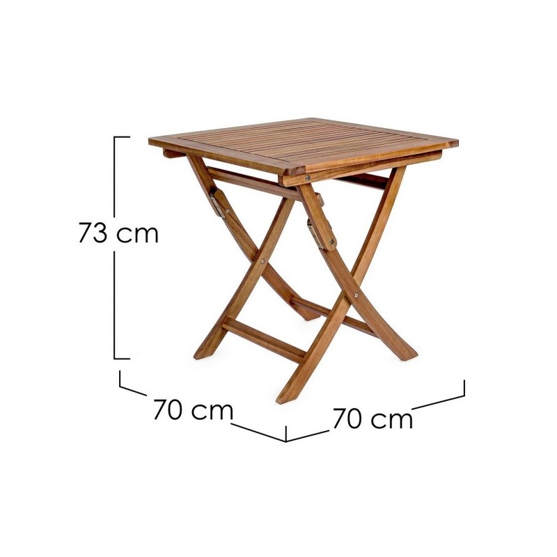 Tavolo Noemi per esterno in legno di acacia pieghevole 70x70x h73 cm