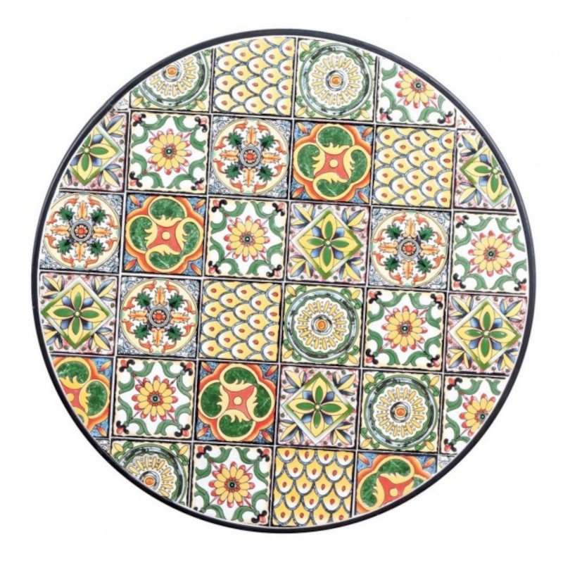 Tavolo in acciaio NAXOS con piano in ceramica 60d cm