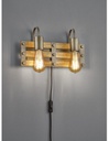 Applique Vintage Rustico Natural Wood Khan Nichel Antico L35 cm Trio Lighting
