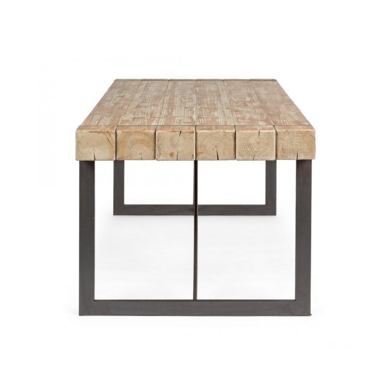 Tavolo urban industriale Garrett con piano in legno